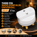 Three Pin Shoo Porcalin Universal, 20/A